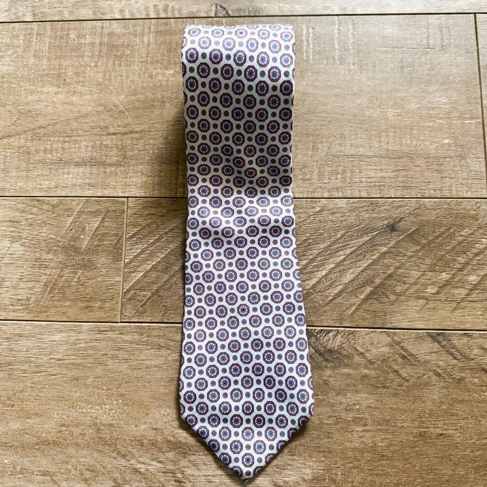 Kenneth Stevens 100% Silk Grey and Blue Patterned Tie | EUC 🧺